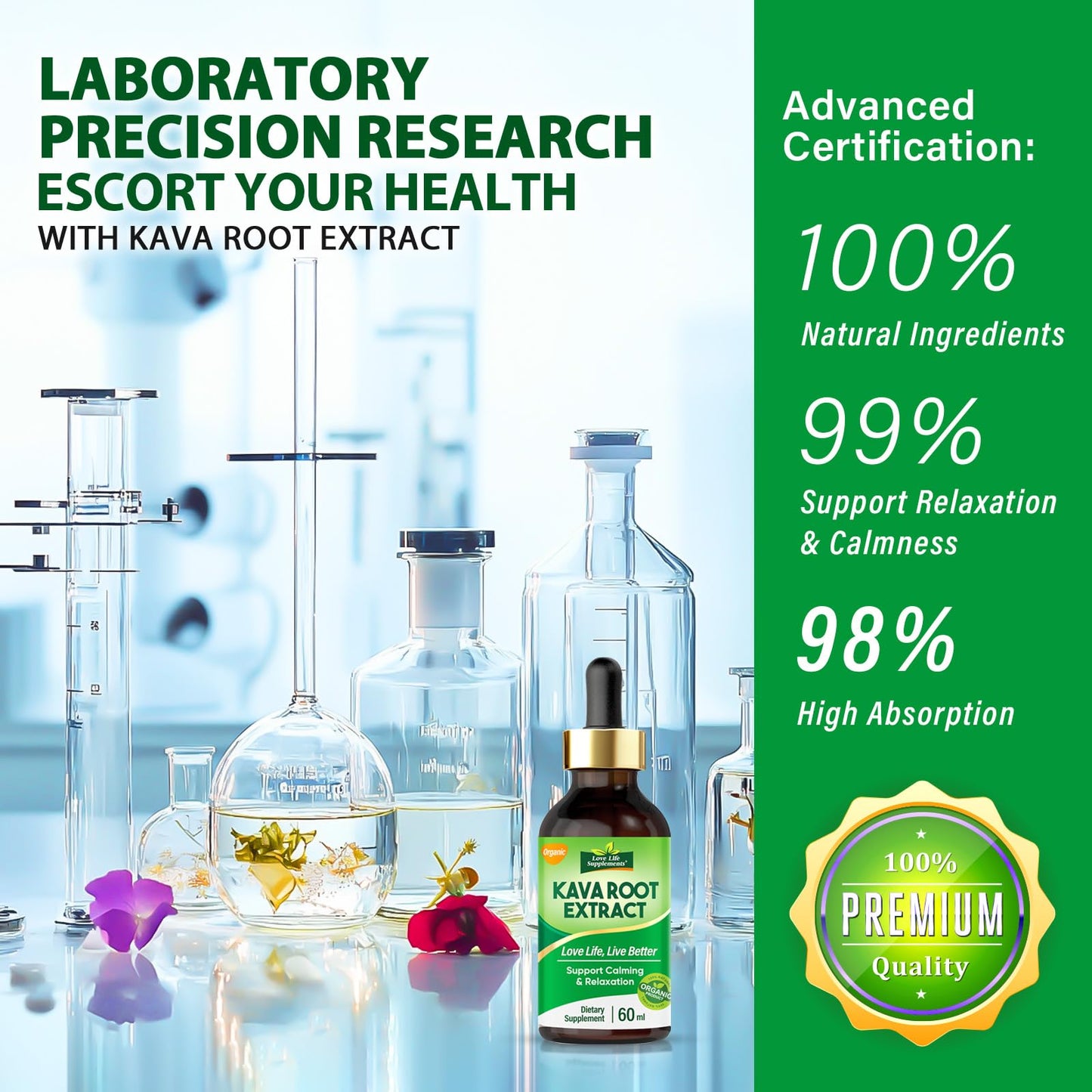 Kava Kava Root Extract Drops for Sleep – High Concentration, Vegan & Non-GMO | 2 fl oz