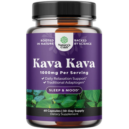 Kava Kava Root Extract 1000mg – Fast Acting Calm, Mood Support & Sleep | 30 Servings