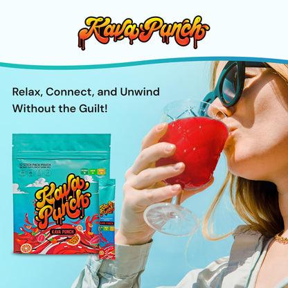 KAVA PUNCH Relaxation Drink Mix – 12-Stick Pack | Non-Alcoholic, Low-Calorie Stress Relief