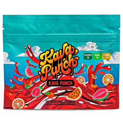 KAVA PUNCH Relaxation Powder – 30 Servings, Premium Kava Kava Extract, Non-Alcoholic Drink Mix