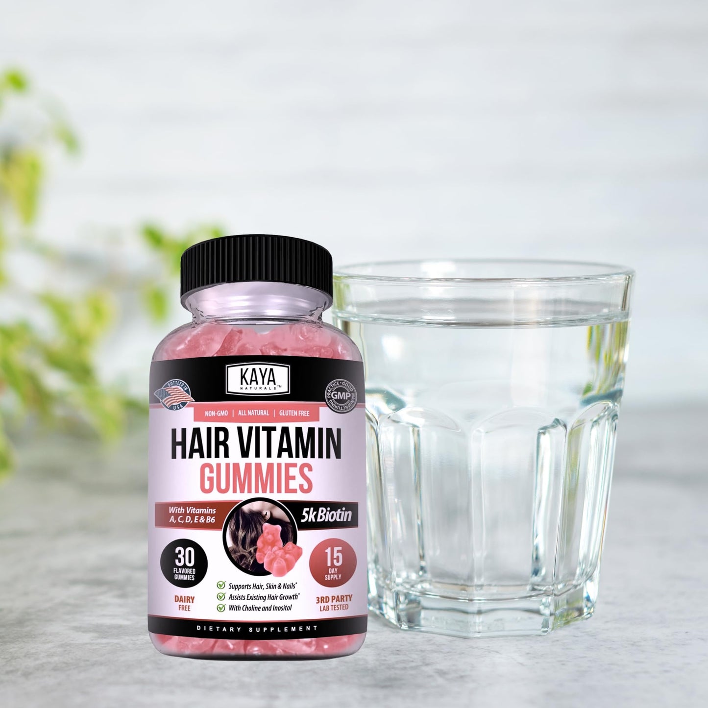 Kaya Naturals Biotin Gummies 5000mcg – Hair, Skin & Nails (Blueberry, 30 Count)