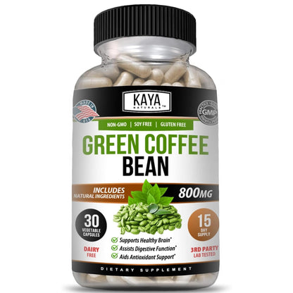 Kaya Naturals Green Coffee Bean Extract - Non-GMO, Gluten-Free Supplement (30 Count, Pack of 1)