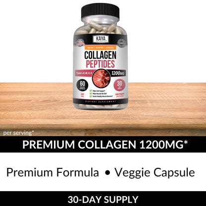 Kaya Naturals Multi Collagen Peptides Complex – Types I, II, III, V & X | 60 Count Capsules (Pack of 2)