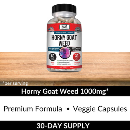 Kaya Naturals Horny Goat Weed with Maca, Saw Palmetto, Ginseng & Arginine – 60 Count