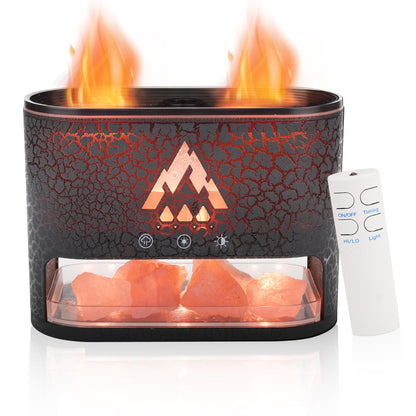KCKJ Essential Oil Diffuser 250ML – Flame & Jellyfish Modes with Himalayan Pink Salt