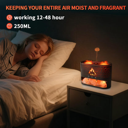 KCKJ Essential Oil Diffuser 250ML – Flame & Jellyfish Modes with Himalayan Pink Salt