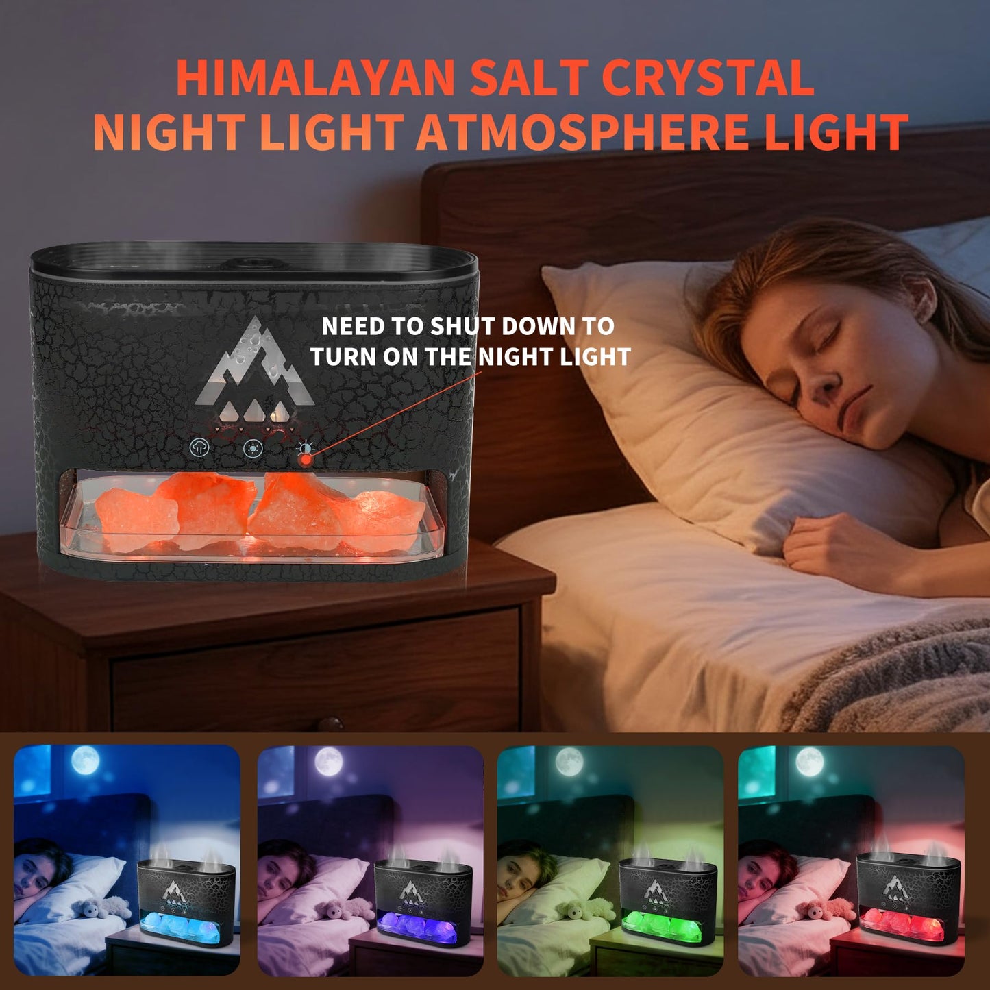 KCKJ Essential Oil Diffuser 250ML – Flame & Jellyfish Modes with Himalayan Pink Salt