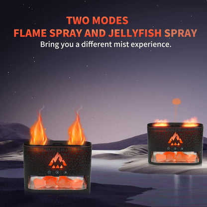 KCKJ Essential Oil Diffuser 250ML – Flame & Jellyfish Modes with Himalayan Pink Salt