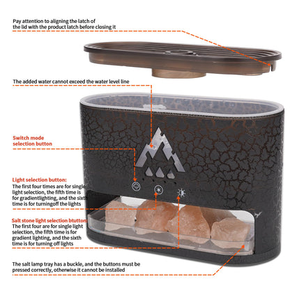 KCKJ Essential Oil Diffuser 250ML – Flame & Jellyfish Modes with Himalayan Pink Salt