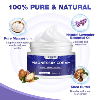 KEDISOM Magnesium Cream for Sleep - Natural Topical Magnesium Lotion | Calming Lavender Nighttime Moisturizer