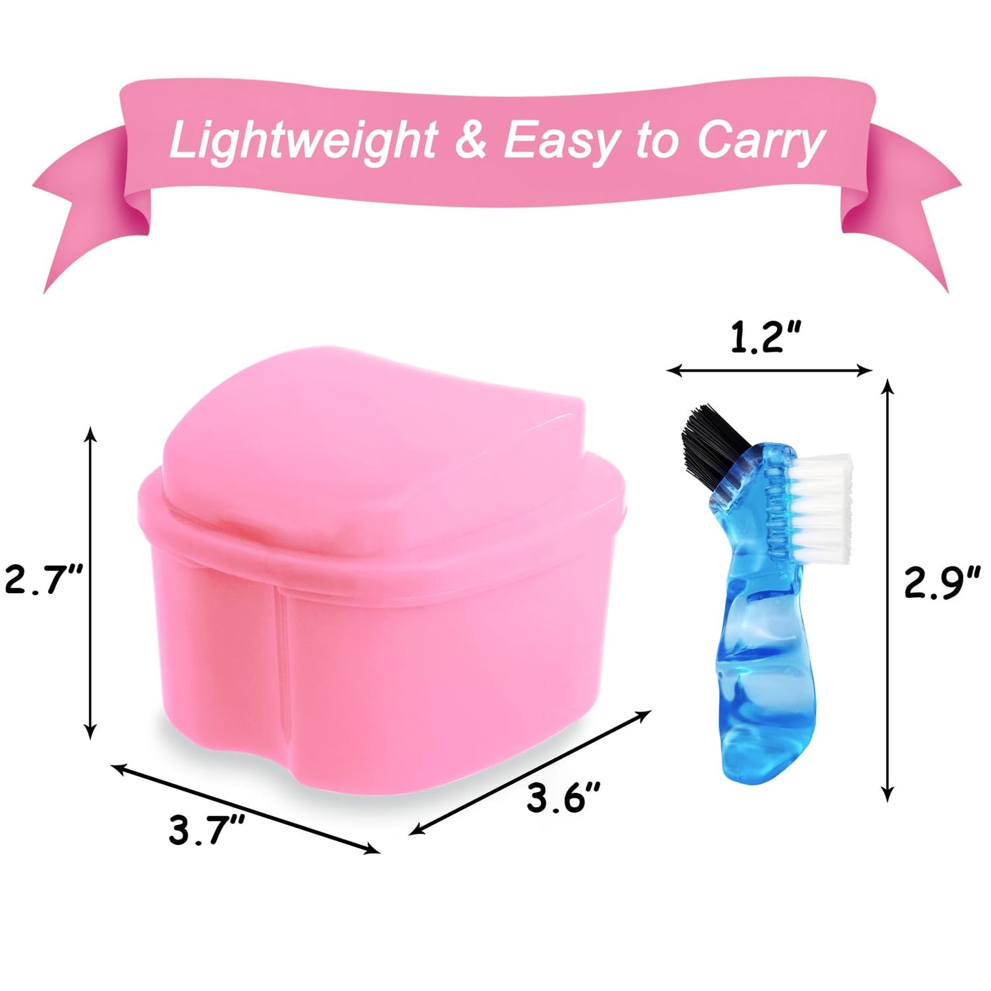 Keedolla Denture Cleaning Case | Portable Retainer Container - Pink