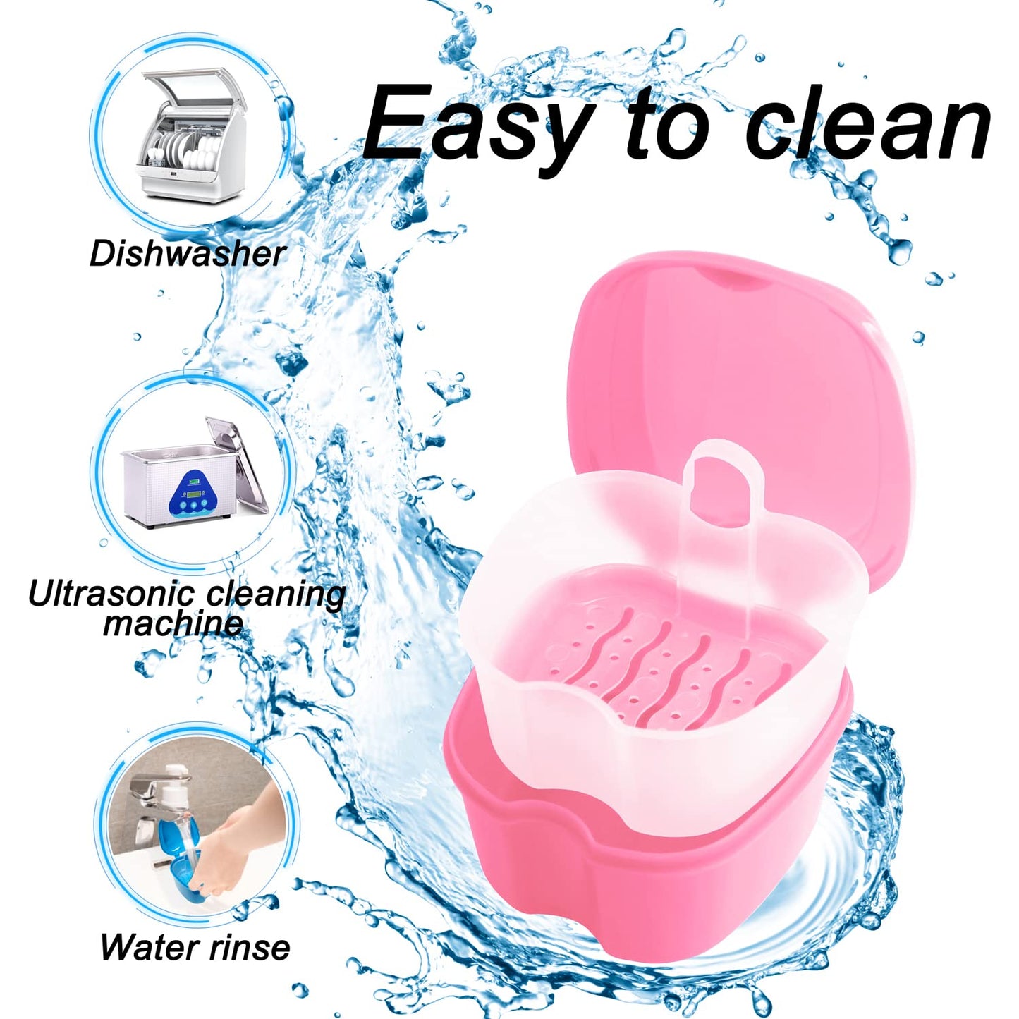 Keedolla Denture Cleaning Case | Portable Retainer Container - Pink