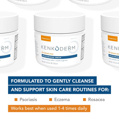 Kenkoderm Psoriasis Cream – 2% Salicylic Acid Fragrance-Free Moisturizer (10 oz) Pack of 4