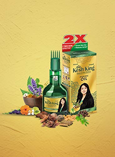 KESH KING Ayurvedic Hair Oil with Bhringraj & Amla – Hair Growth & Scalp Nourishment (3.38 Fl Oz / 100 ml)