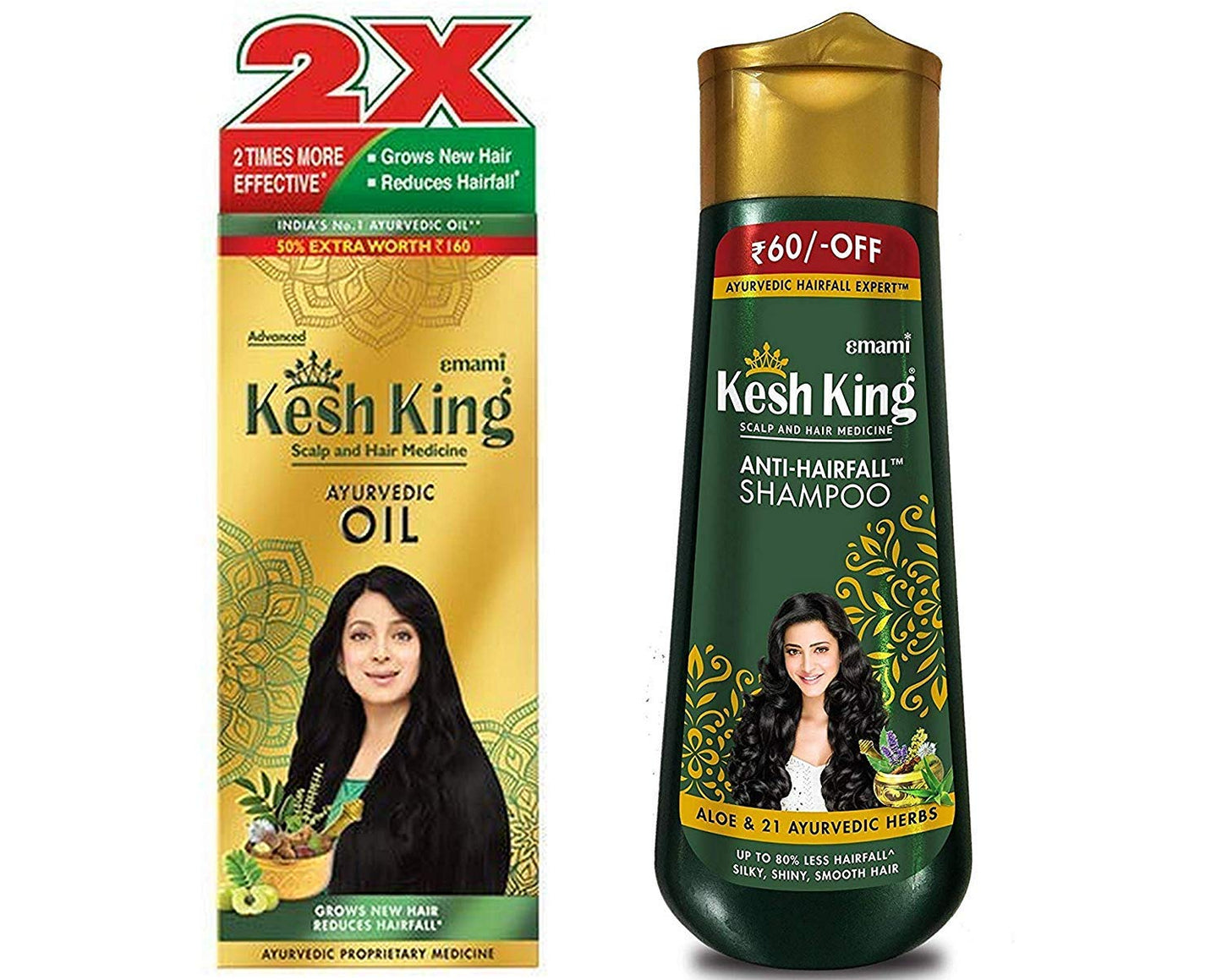 Kesh King Ayurvedic Oil & Shampoo Combo Pack – Deep Nourishment, Hair Growth, Longer & Stronger Hair (300ml + 340ml)