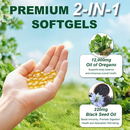 Keszciy 300 Softgels: Oil of Oregano with Black Seed Oil (2-in-1) for Immune Health