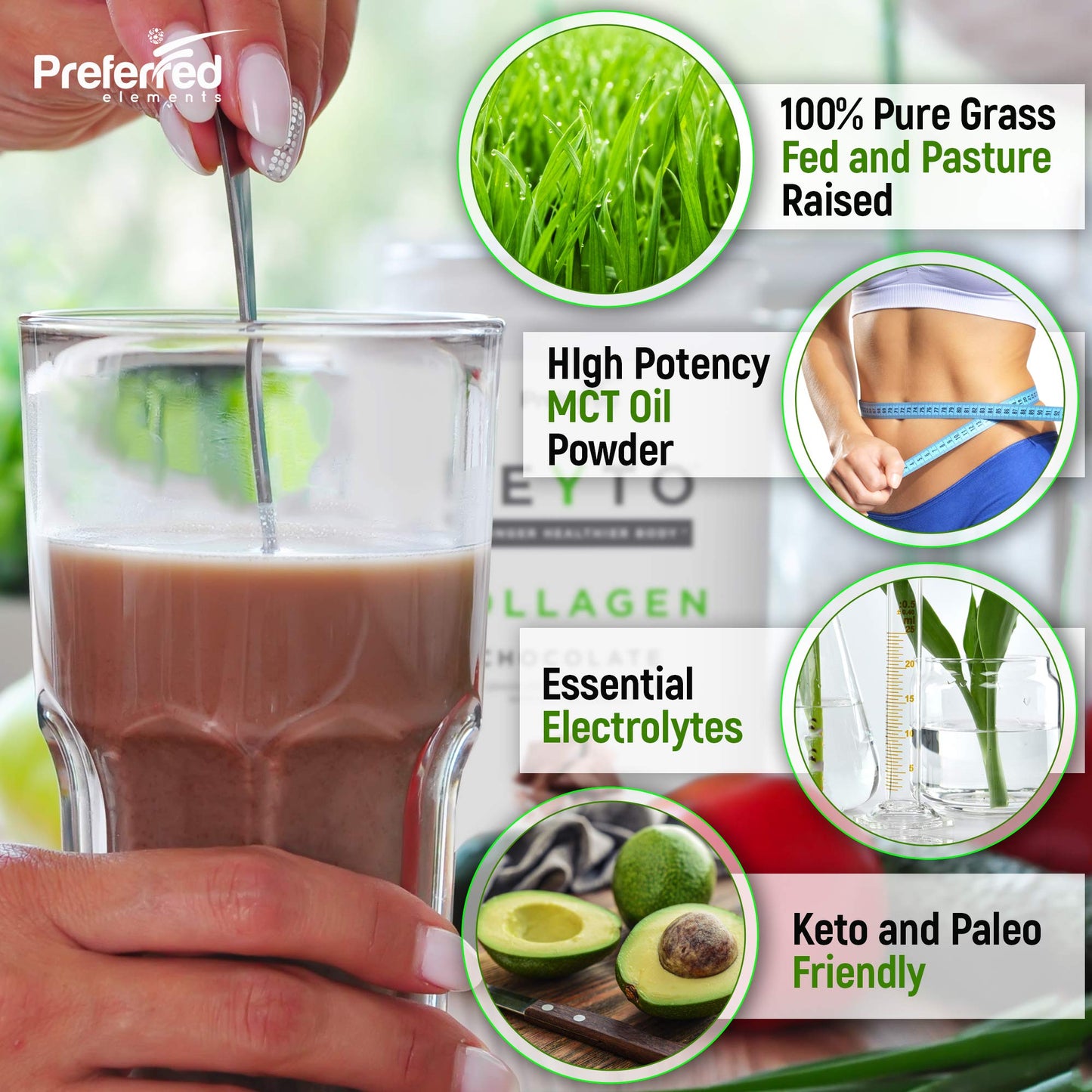 Keto Collagen Protein Powder with MCT Oil – KEYTO Chocolate Flavor