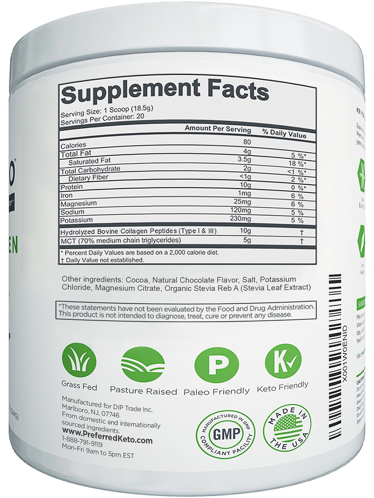 Keto Collagen Protein Powder with MCT Oil – KEYTO Chocolate Flavor