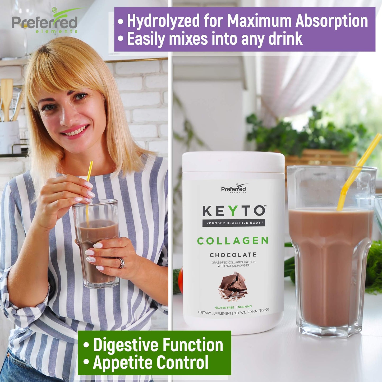 Keto Collagen Protein Powder with MCT Oil – KEYTO Chocolate Flavor
