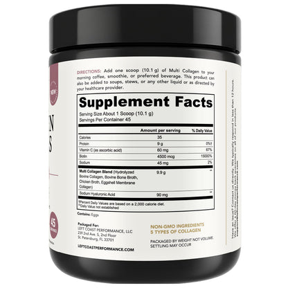 Multi Collagen Peptides Powder I-II-III-V-X with Hyaluronic Acid | Keto & Non-GMO