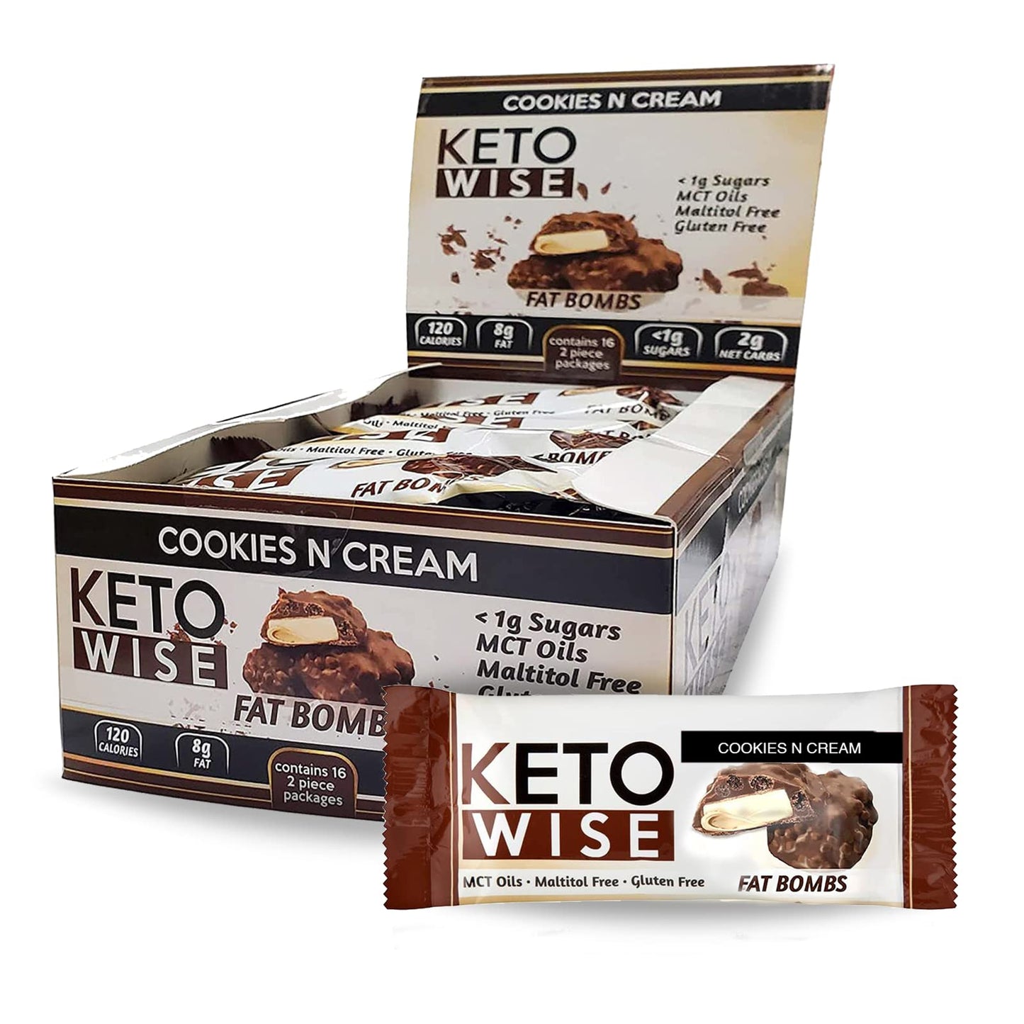 Keto Wise Fat Bombs Cookies N Cream – 16 Count (Pack of 1) | Low-Carb Ketogenic Snack