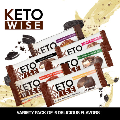 Keto Wise Fat Bombs Cookies N Cream – 16 Count (Pack of 1) | Low-Carb Ketogenic Snack