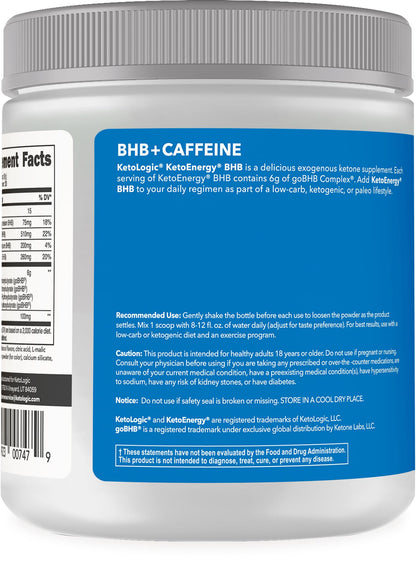 KetoEnergy BHB Exogenous Ketones Powder with Caffeine – Raspberry Lemonade (30 Servings)