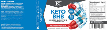 Ketologic Keto BHB Patriot Pop – 30 Servings Exogenous Ketone (goBHB)