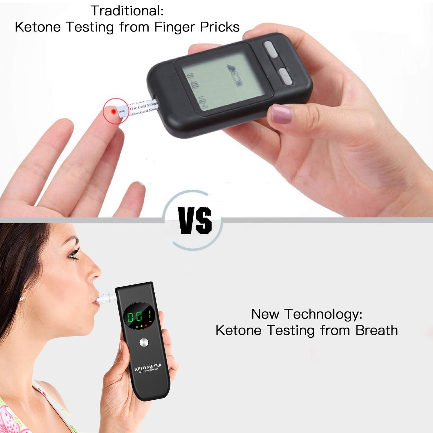 Ketone Breath Home Monitor — Portable Ketosis Meter & Tester (10 Mouthpieces)