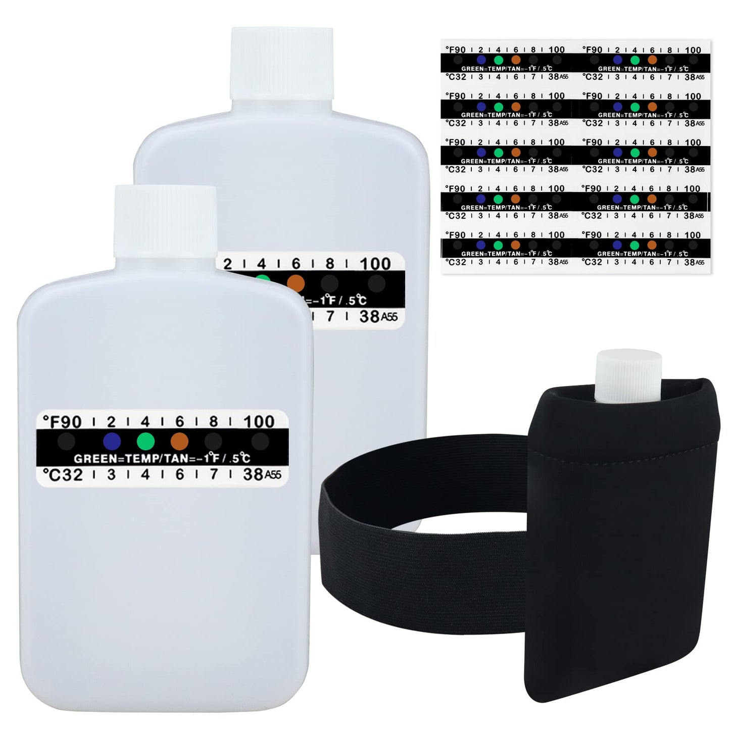 KEVTVEK 14-Piece Urine Test Kit with Travel Bottles, Temperature Strips & Neoprene Bag