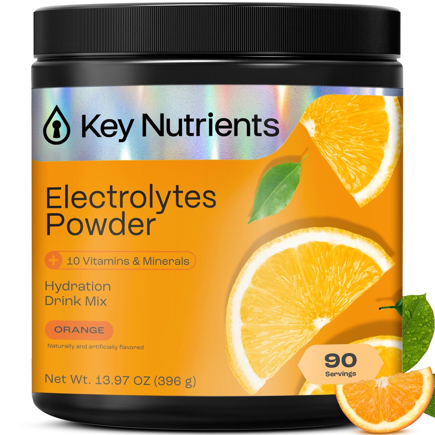 KEY NUTRIENTS Multivitamin Electrolytes Powder No Sugar - Tangy Orange Electrolyte Powder | Hydration & Energy - Made in USA - 90 Servings