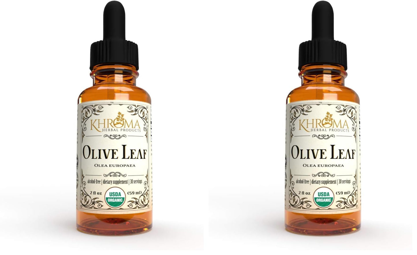 Khroma Organic Olive Leaf Liquid 2 oz – Pack of 2 | 30 Servings | Alcohol-Free