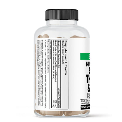KIA ORA Grass-Fed Bovine Thyroid with Liver Supplement | 90 Capsules | NZ Sourced