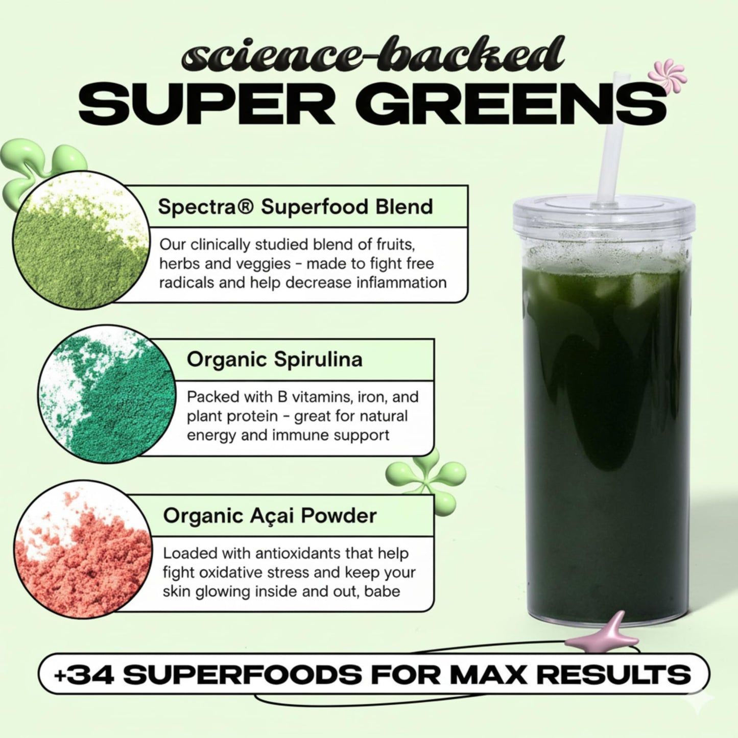 Kiala Nutrition Super Greens – Organic Greens Powder with Spirulina & Chlorella and Spectra Blend (Gluten Free, Vegan)