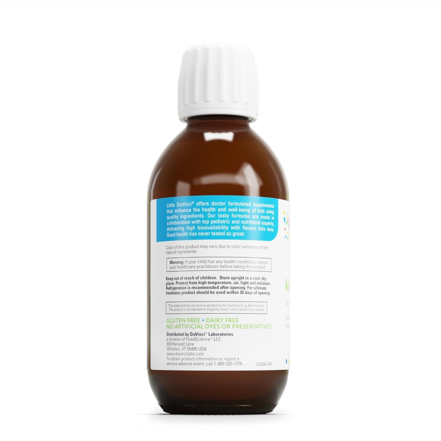 DAVINCI Labs kiddOmega-3 Liquid Omega-3 for Kids – Immune, Focus & Brain Support – Cherry Orange, 200mL