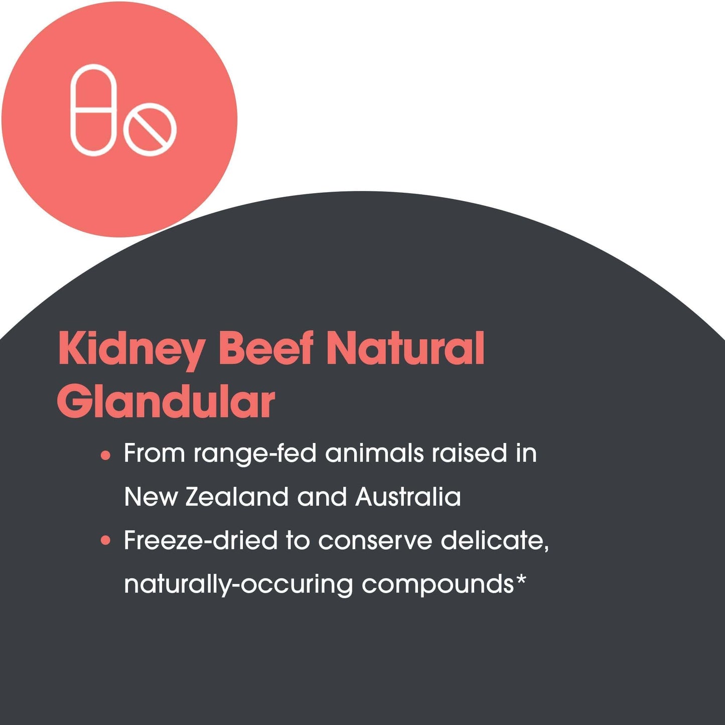 Allergy Research Group Kidney Beef Supplement - Natural Glandular, Freeze-Dried, 100 Count