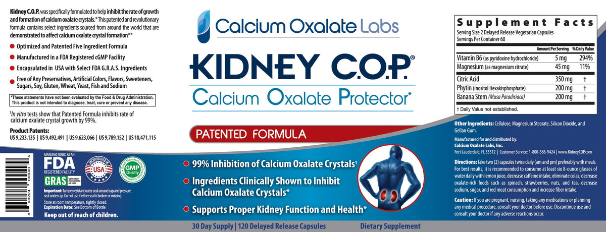 KIDNEY C.O.P. Calcium Oxalate Protector 120 Capsules — Kidney Stone Support (6 Pack)