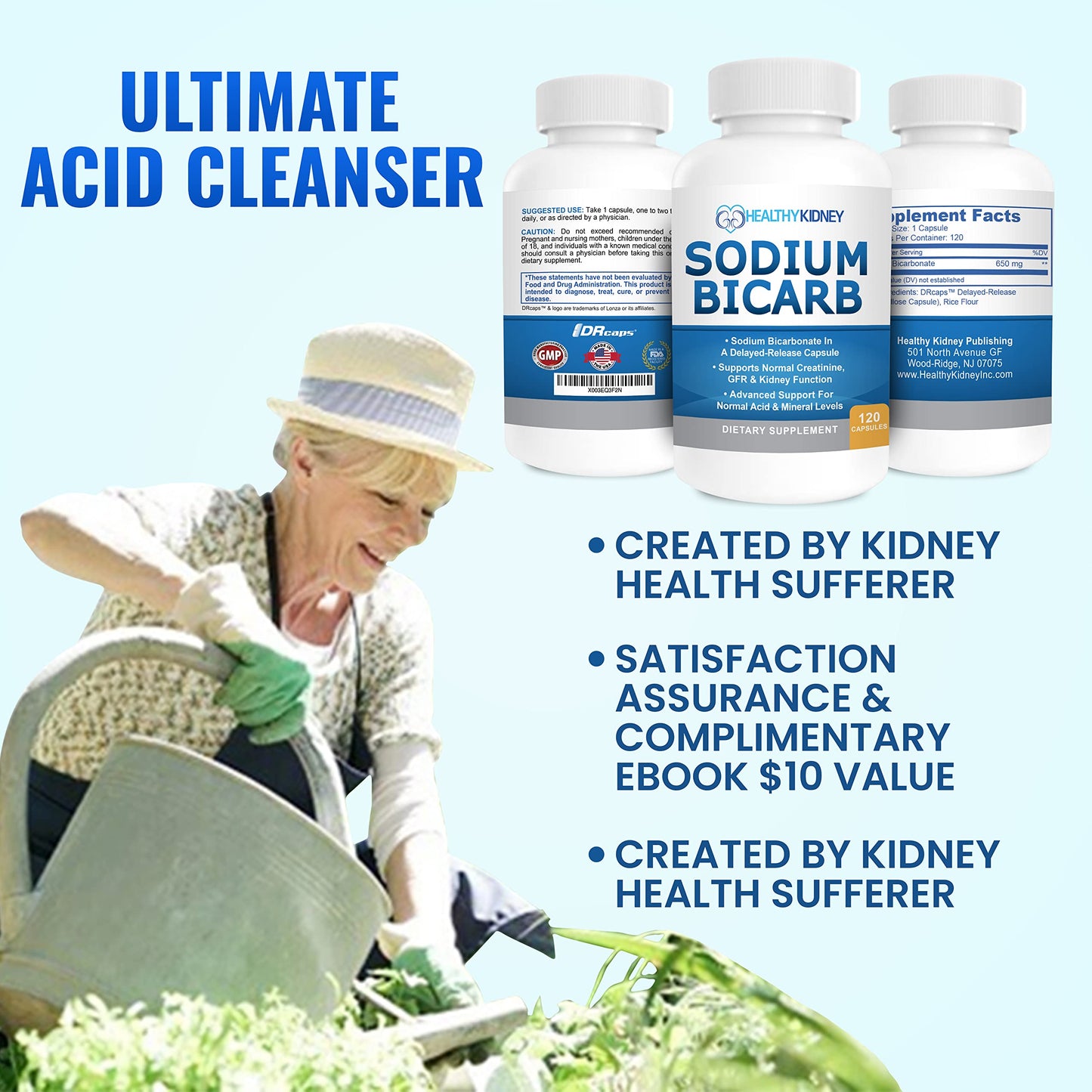 Kidney Restore Sodium Bicarbonate 650mg Delayed-Release Capsules | 120 Capsules