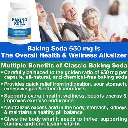 Kidney Restore Natural Baking Soda Capsules 650 mg – Aluminum-Free Sodium Bicarbonate