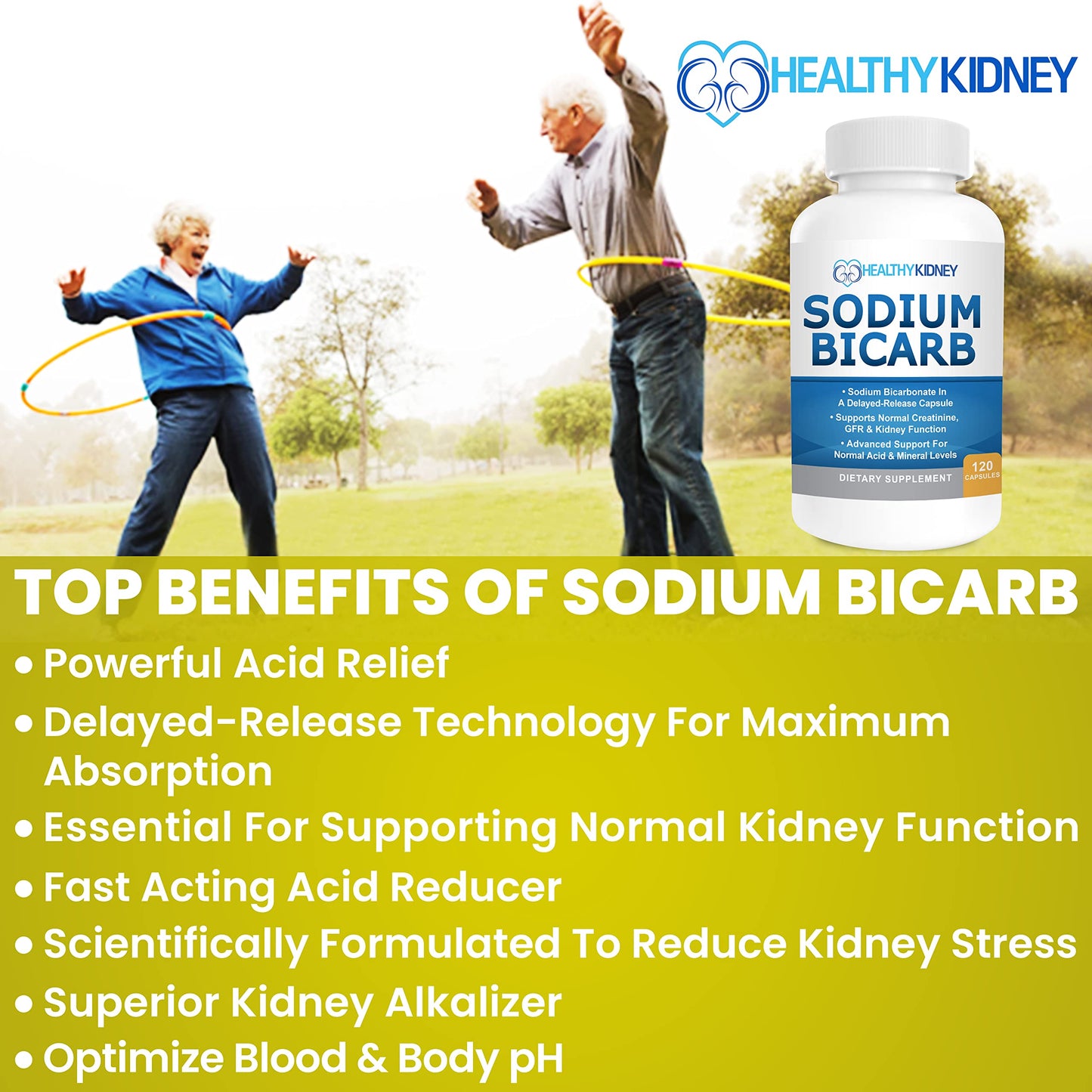 Kidney Restore Sodium Bicarbonate 650mg Delayed-Release Capsules | 120 Capsules