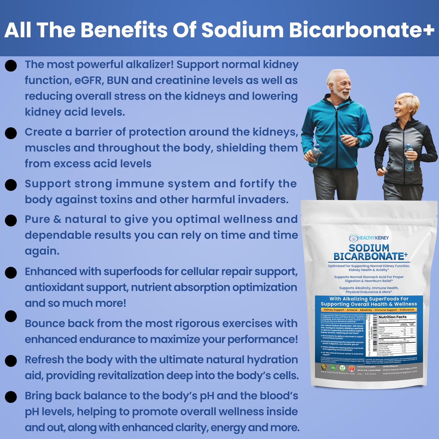 Kidney Restore Organic Sodium Bicarbonate Alkaline Supplement – Kidney Support & Stomach Neutralizer (1.5 lb)