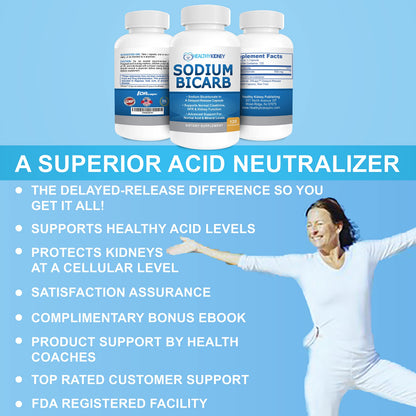 Kidney Restore Sodium Bicarbonate 650mg Delayed-Release Capsules | 120 Capsules