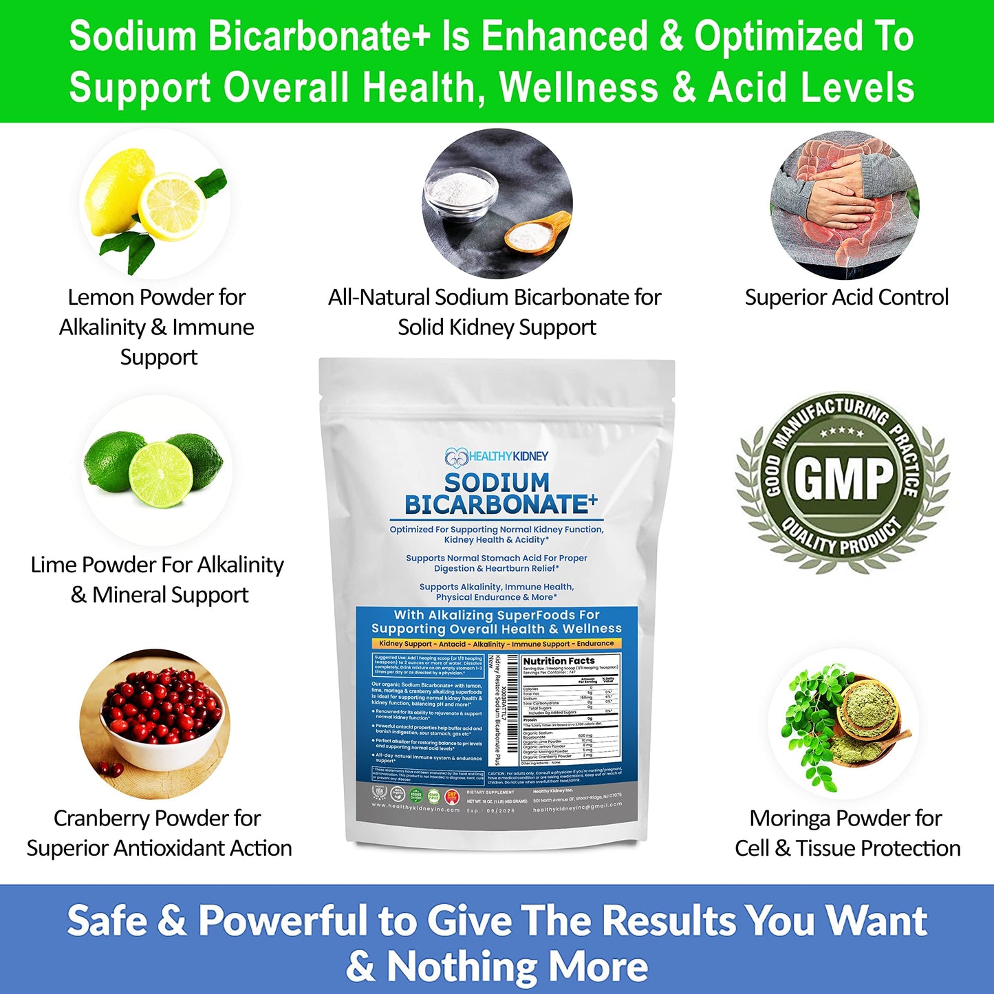 Kidney Restore Organic Sodium Bicarbonate Alkaline Supplement – Kidney Support & Digestive Comfort