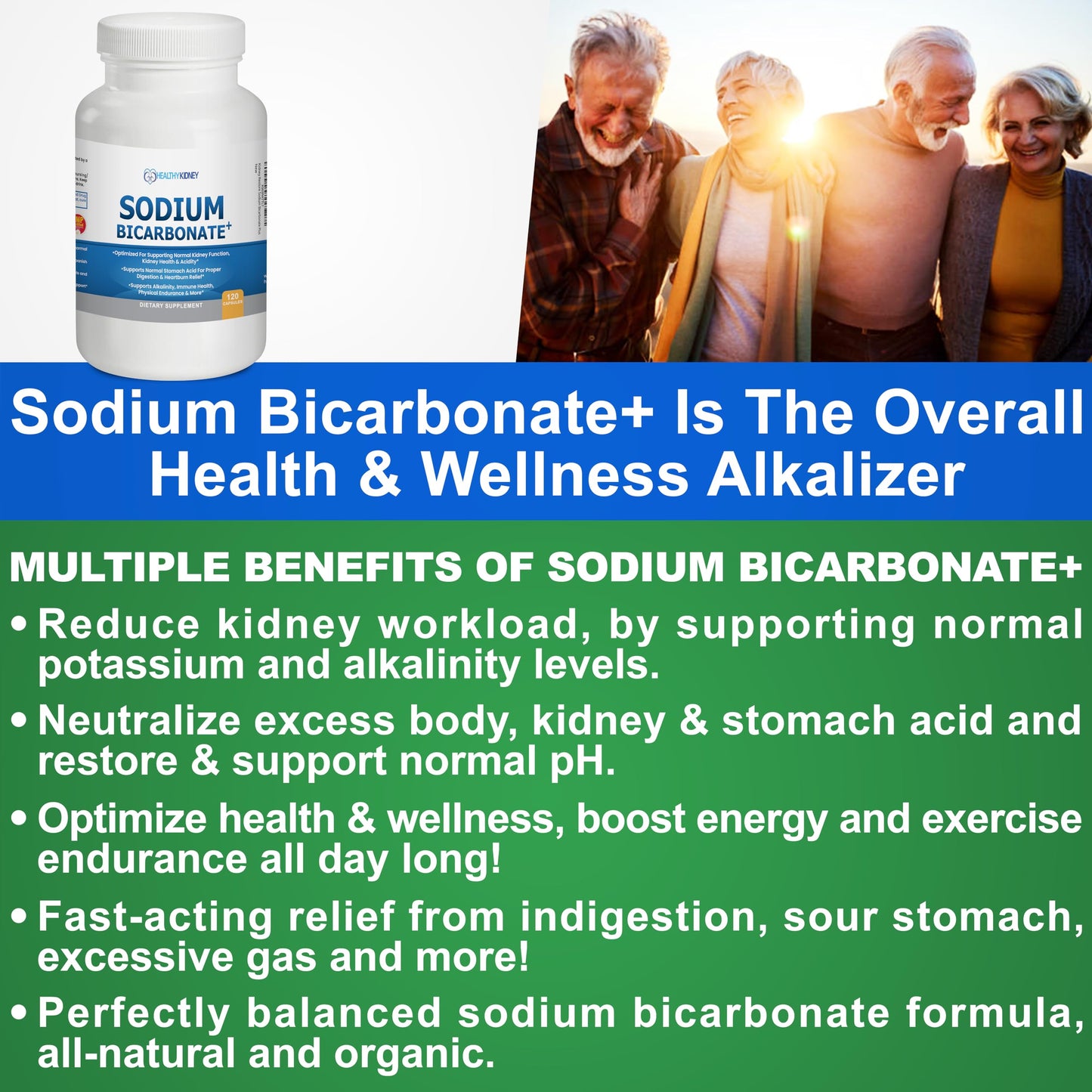 Organic Sodium Bicarbonate 650 mg Capsules | Kidney Restore – Alkaline Support & Fast-Acting Antacid