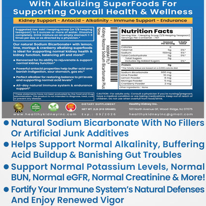 Kidney Restore Organic Sodium Bicarbonate Alkaline Supplement – Kidney Support & Digestive Comfort