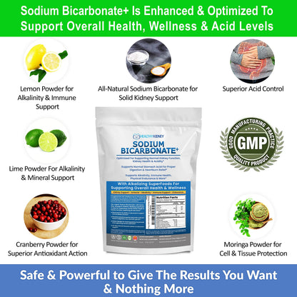Kidney Restore Organic Sodium Bicarbonate Alkaline Supplement – Kidney Support & Stomach Neutralizer (1.5 lb)