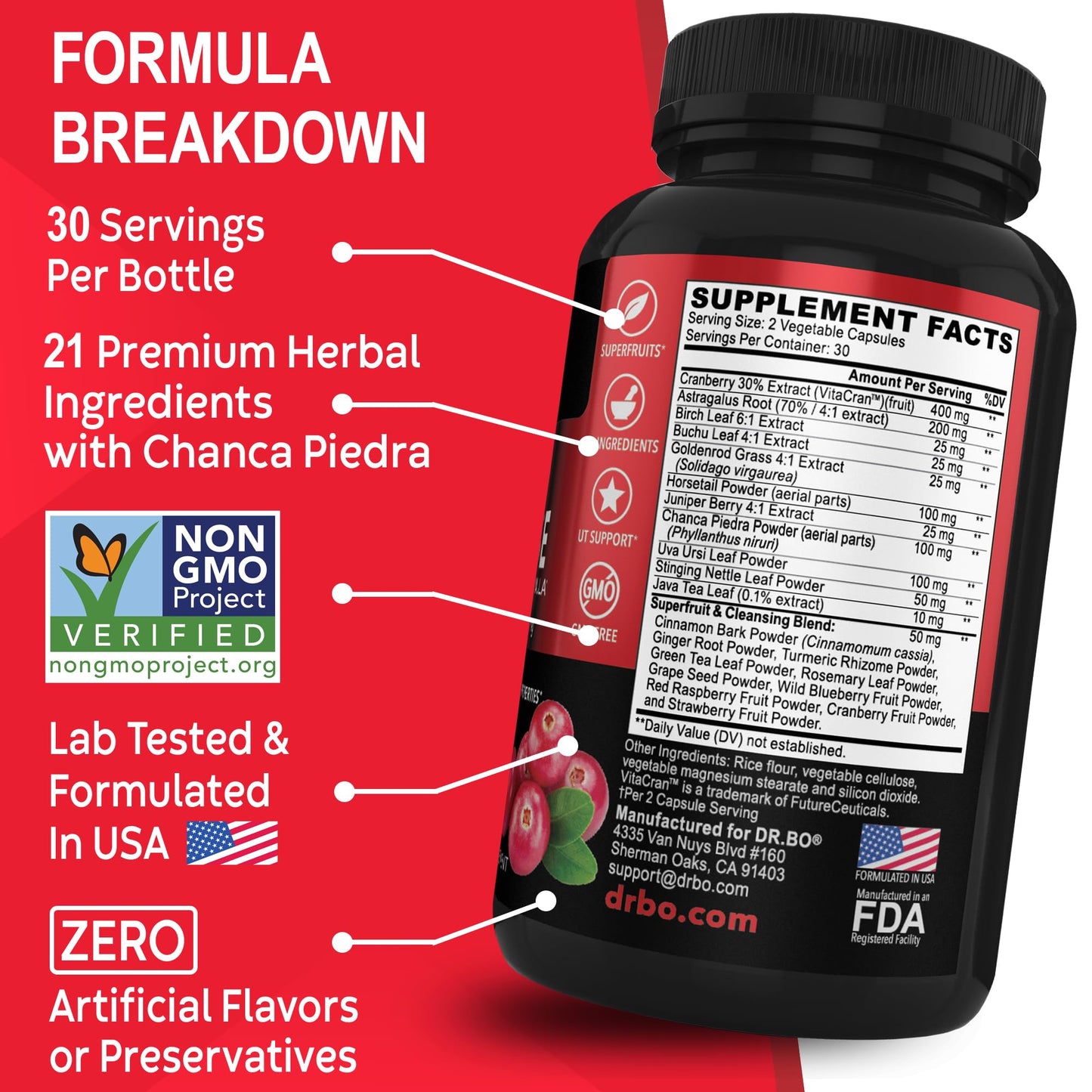 Kidney Cleanse Detox Support Supplement – Cranberry, Juniper Berries, Buchu & Uva Ursi for Kidney & Urinary Tract Health
