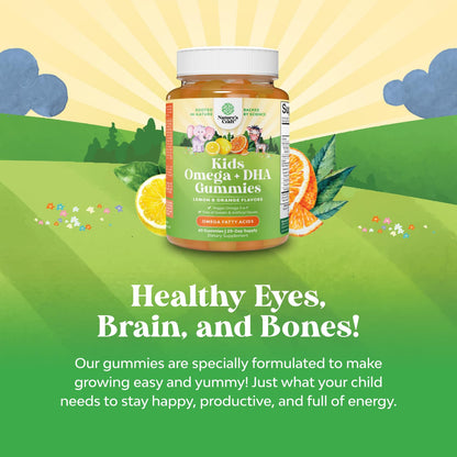 Kids DHA Omega-3 Gummies – Vegan, Fish-Free, Non-GMO | 60 Chews for Brain & Vision