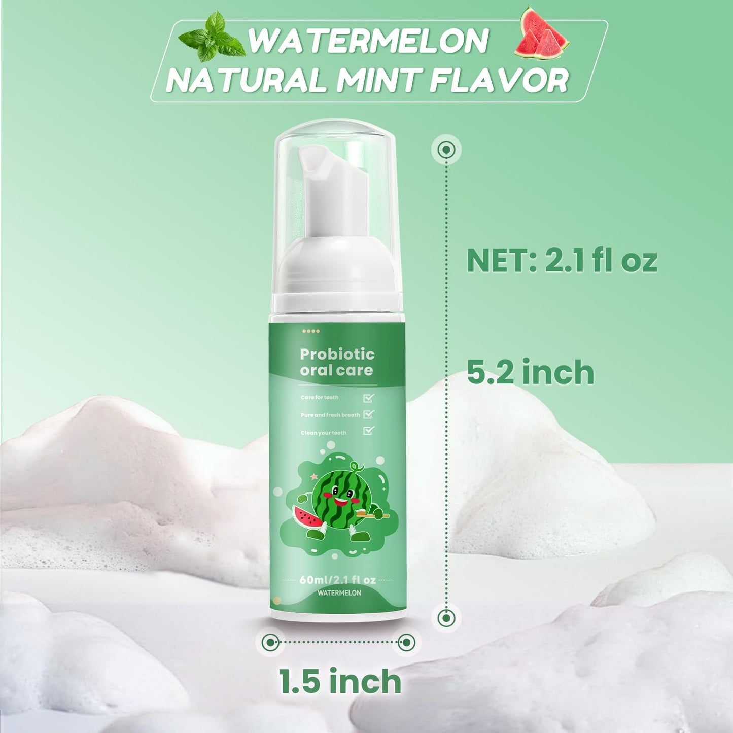 Kids Foam Fluoride-Free Toothpaste with Watermelon & Blueberry Mint | U-Shaped Toothbrush