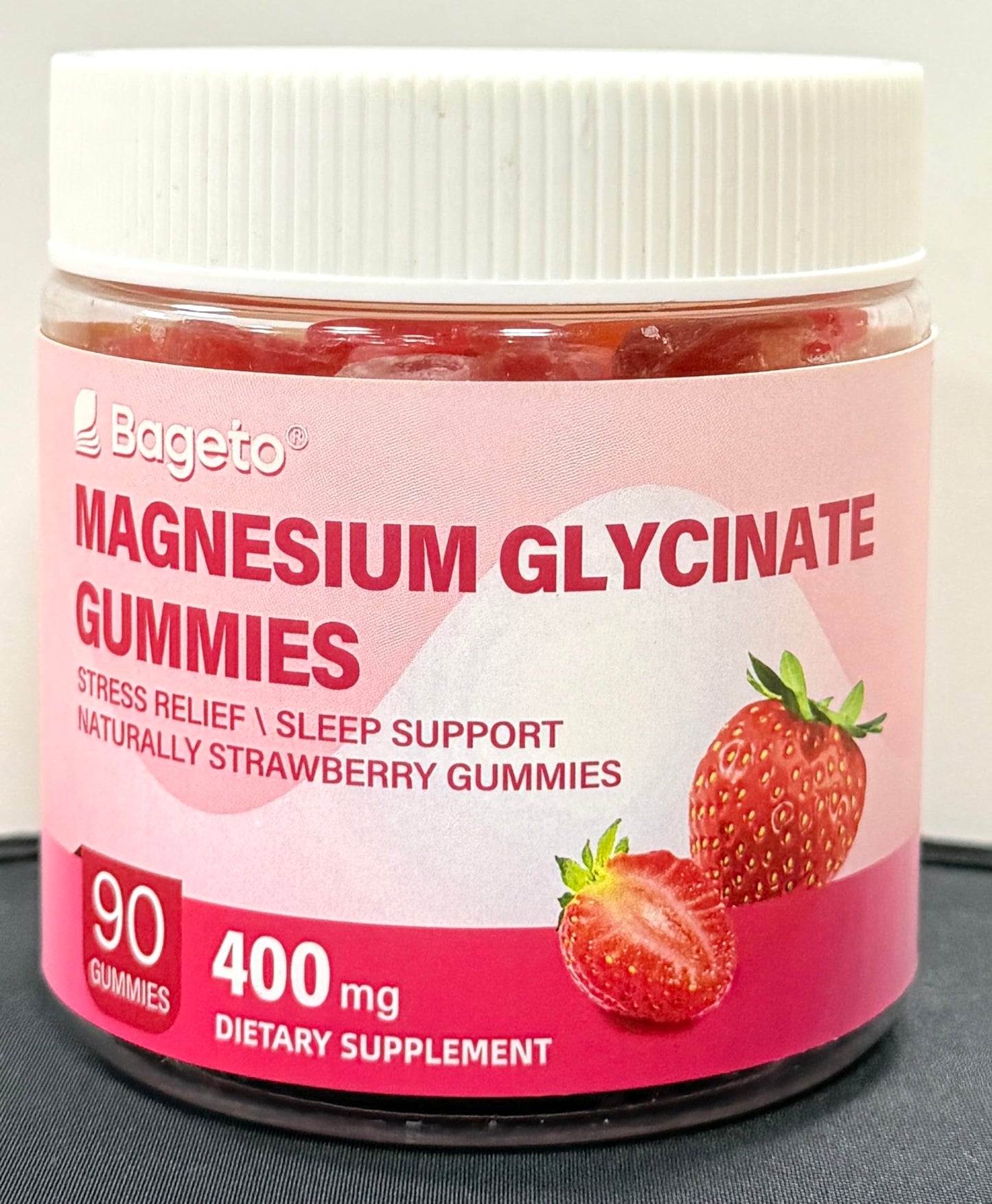 Magnesium Glycinate Gummies Sugar Free 90 Count | 400mg Mg + 200mg L-Threonate, Ashwagandha, Vitamin D, B6, B12 | Sleep & Stress Support | Strawberry